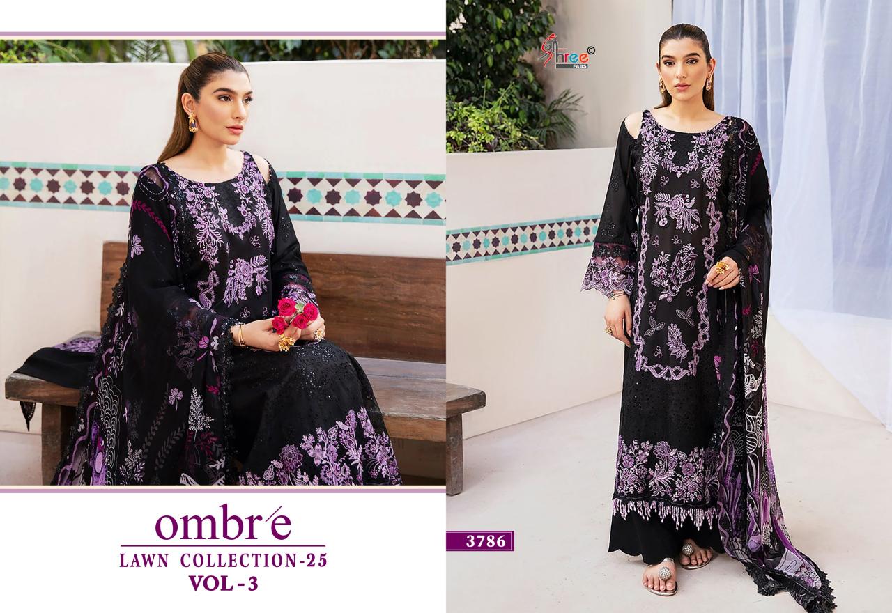 Shree Fabs Ombre Lawn Collection 25 Vol 3 Chiffon Dupatta catalog pakistani suits png