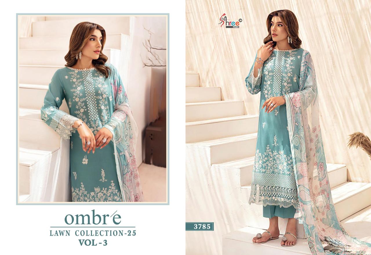 Shree Fabs Ombre Lawn Collection 25 Vol 3 Chiffon Dupatta catalog pakistani suits png