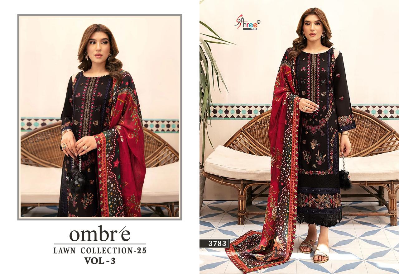 Shree Fabs Ombre Lawn Collection 25 Vol 3 Chiffon Dupatta catalog pakistani suits png