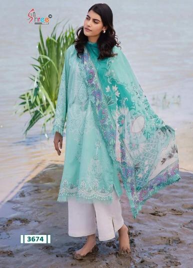 Shree M Print Basics Vol 3 catalog Chiffon Dupatta neck designed pakistani long suits