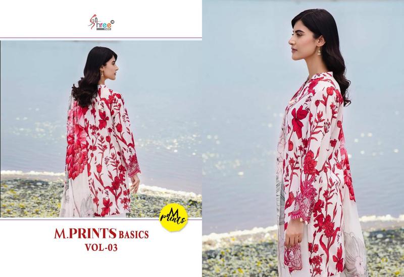 Shree M Print Basics Vol 3 catalog Chiffon Dupatta neck designed pakistani long suits