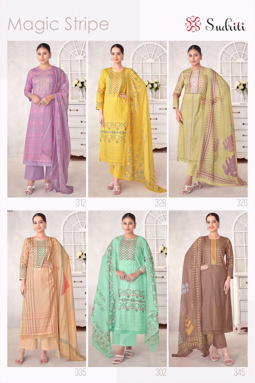 Sudriti Magic Stripe catalog pakistani suits latest designs cotton lawn
