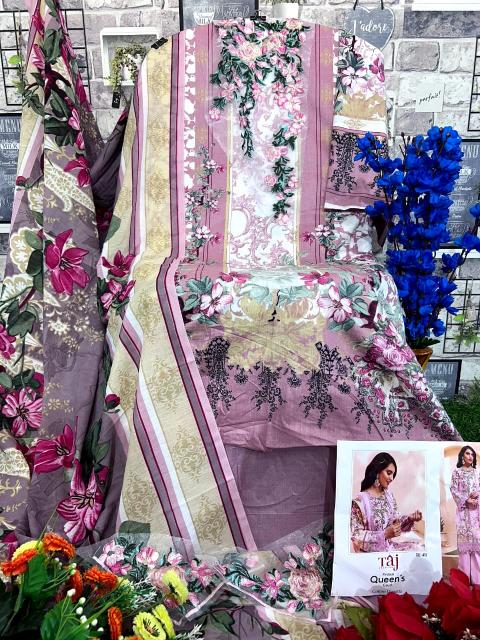 Taj 419 And 543 catalog Cotton Dupatta pakistani unstitched suits online