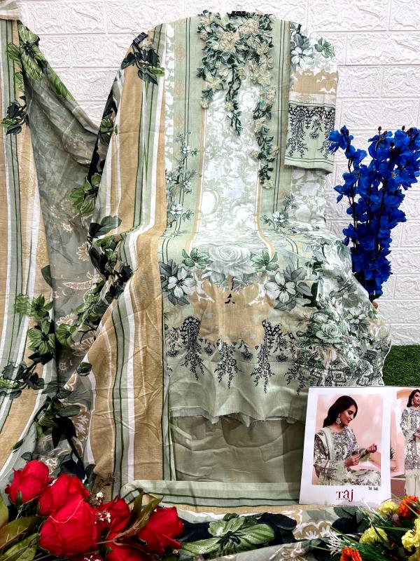 Taj 419 And 543 catalog Cotton Dupatta pakistani unstitched suits online