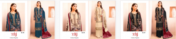 Taj 577, 578 , 579 Catalog Cotton Dupatta pakistani suits importer in delhi