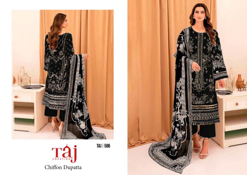 Taj 586 And 587 Chiffon Dupatta Catalog pakistani suits online kashmir