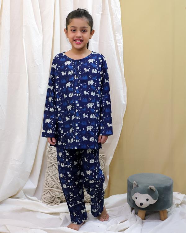 Tiny Threads Dark Blue Catalog kids night dress wholesale market in ahmedabad