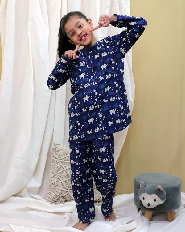 Tiny Threads Dark Blue Catalog kids night dress wholesale market in ahmedabad