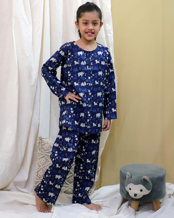 Tiny Threads Dark Blue Catalog kids night dress wholesale market in ahmedabad
