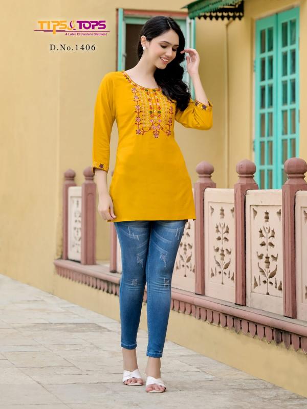 Tips & Tops Bubbly Vol 14 catalog reyon short kurti wholesaler