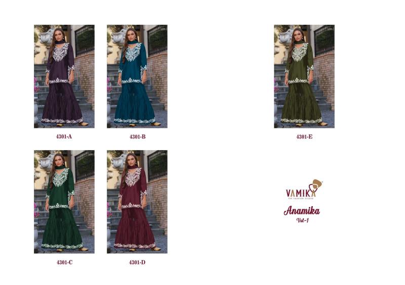 Vamika Anamika Vol 1 (D.NO.4201A To 4201E) Catalog wholesale catalogue salwar kameez
