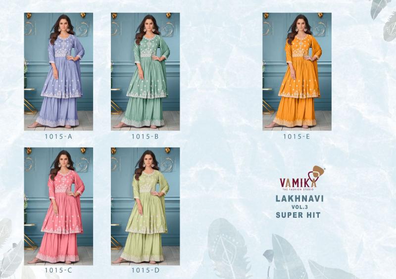 Vamika Lakhnavi Vol 3 (D.NO.1015A To 1015E) Catalog real kurti catalogue