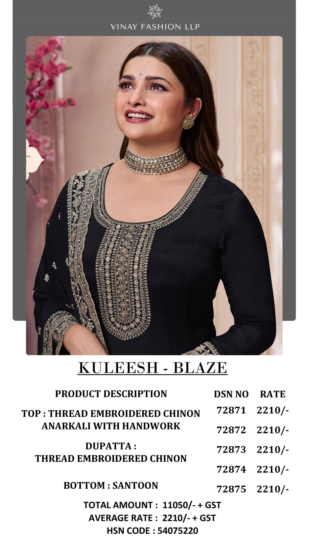 Vinay Kuleesh Blaze Catalog Chinon Designer salwar wholesale