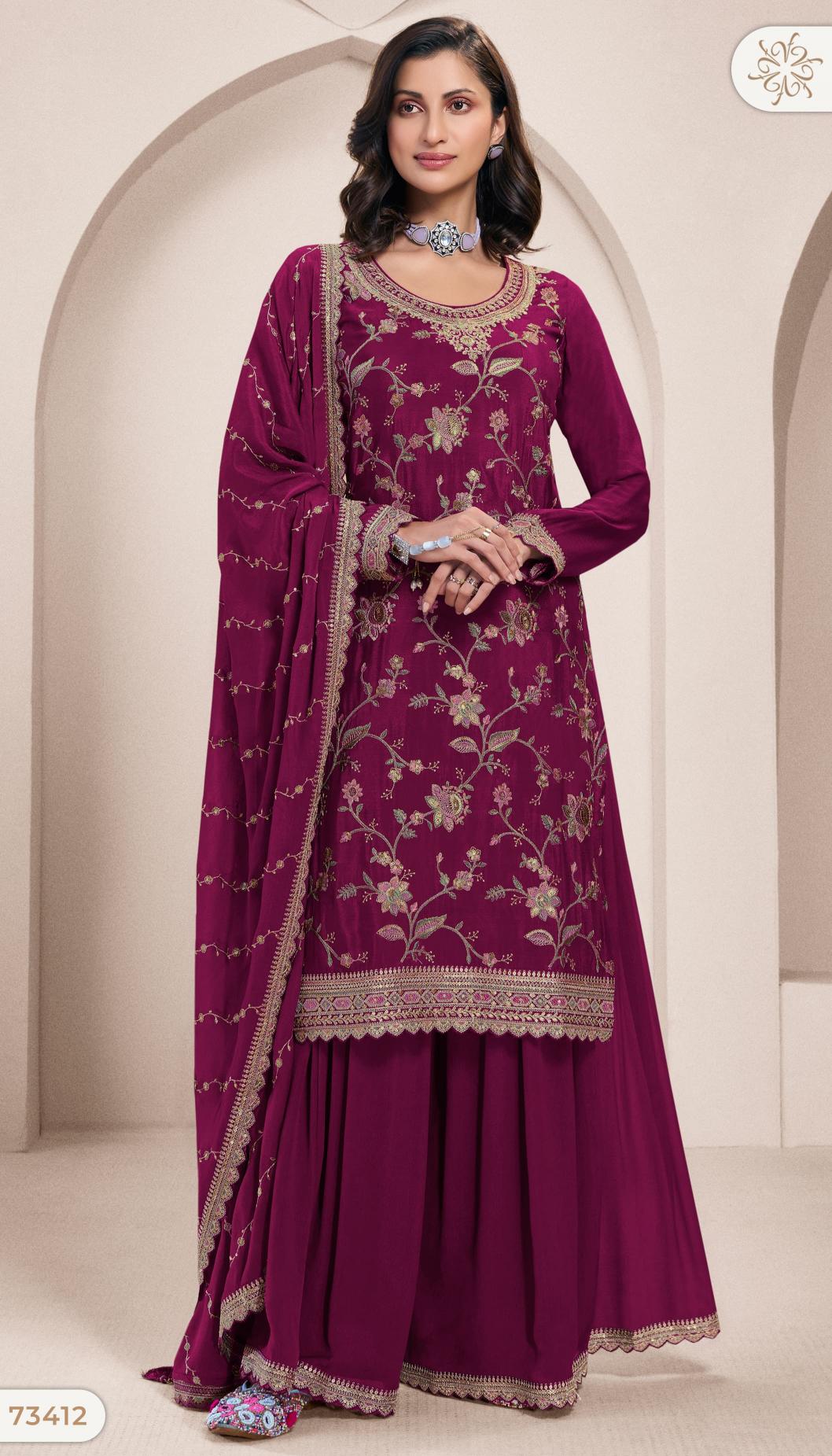 Vinay Kuleesh Lekha Catalog Chinon Designer Salwar suits catalogue