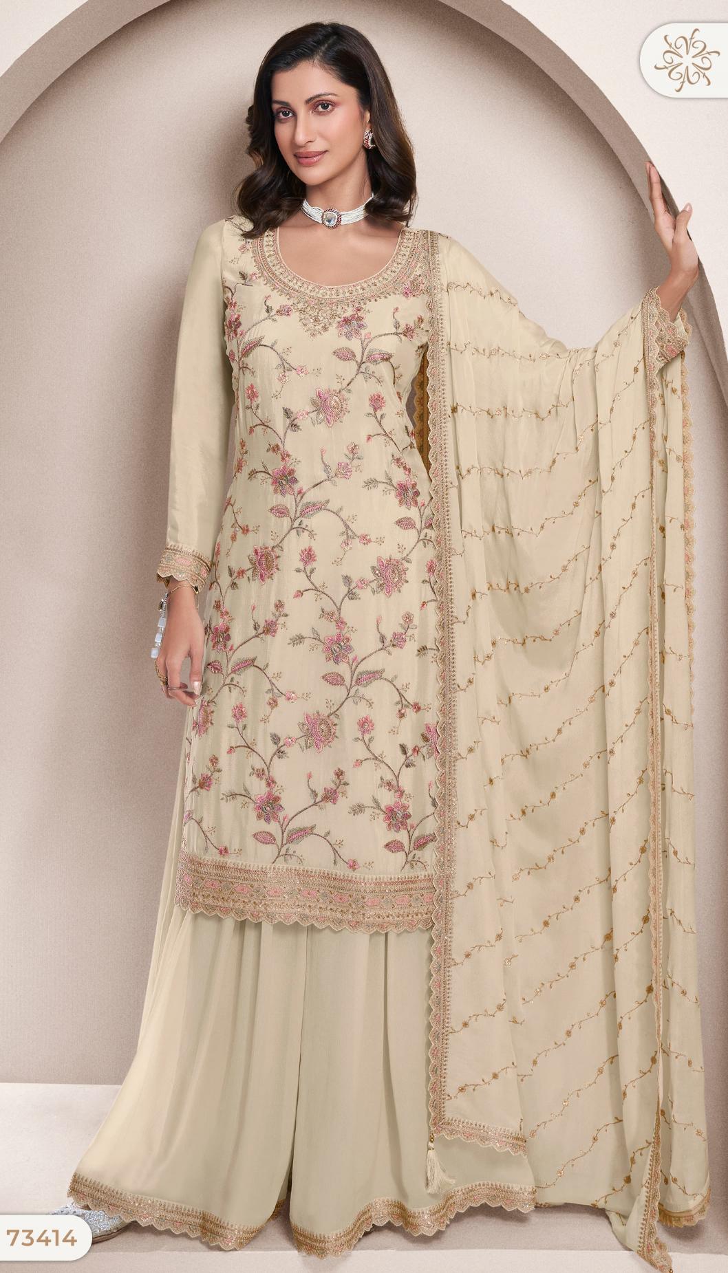 Vinay Kuleesh Lekha Catalog Chinon Designer Salwar suits catalogue