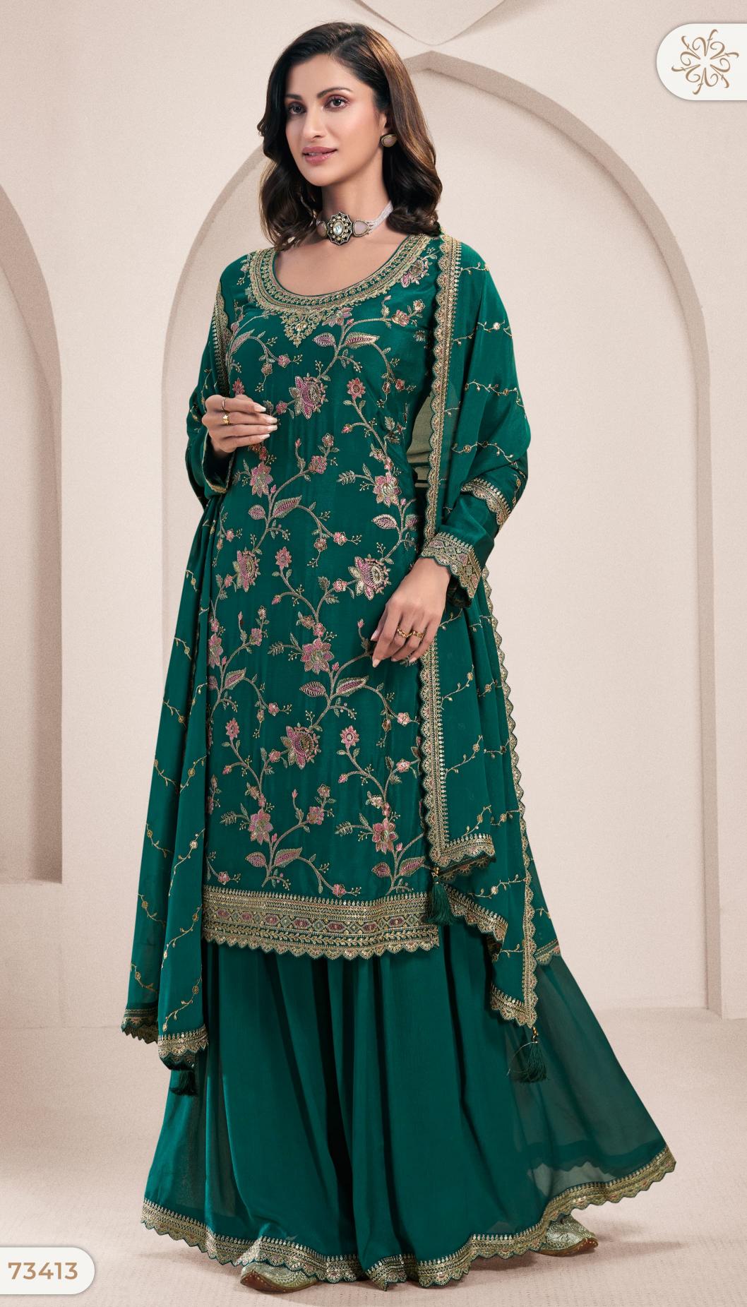 Vinay Kuleesh Lekha Catalog Chinon Designer Salwar suits catalogue