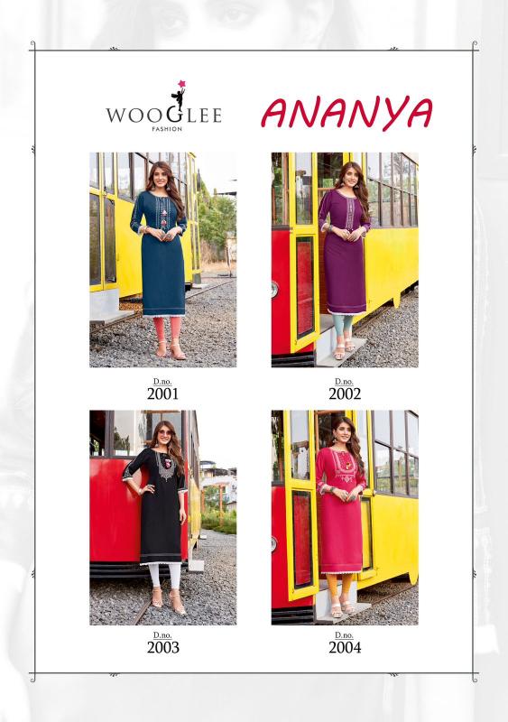 Wooglee Ananya Catalog plain kurti designs catalogue