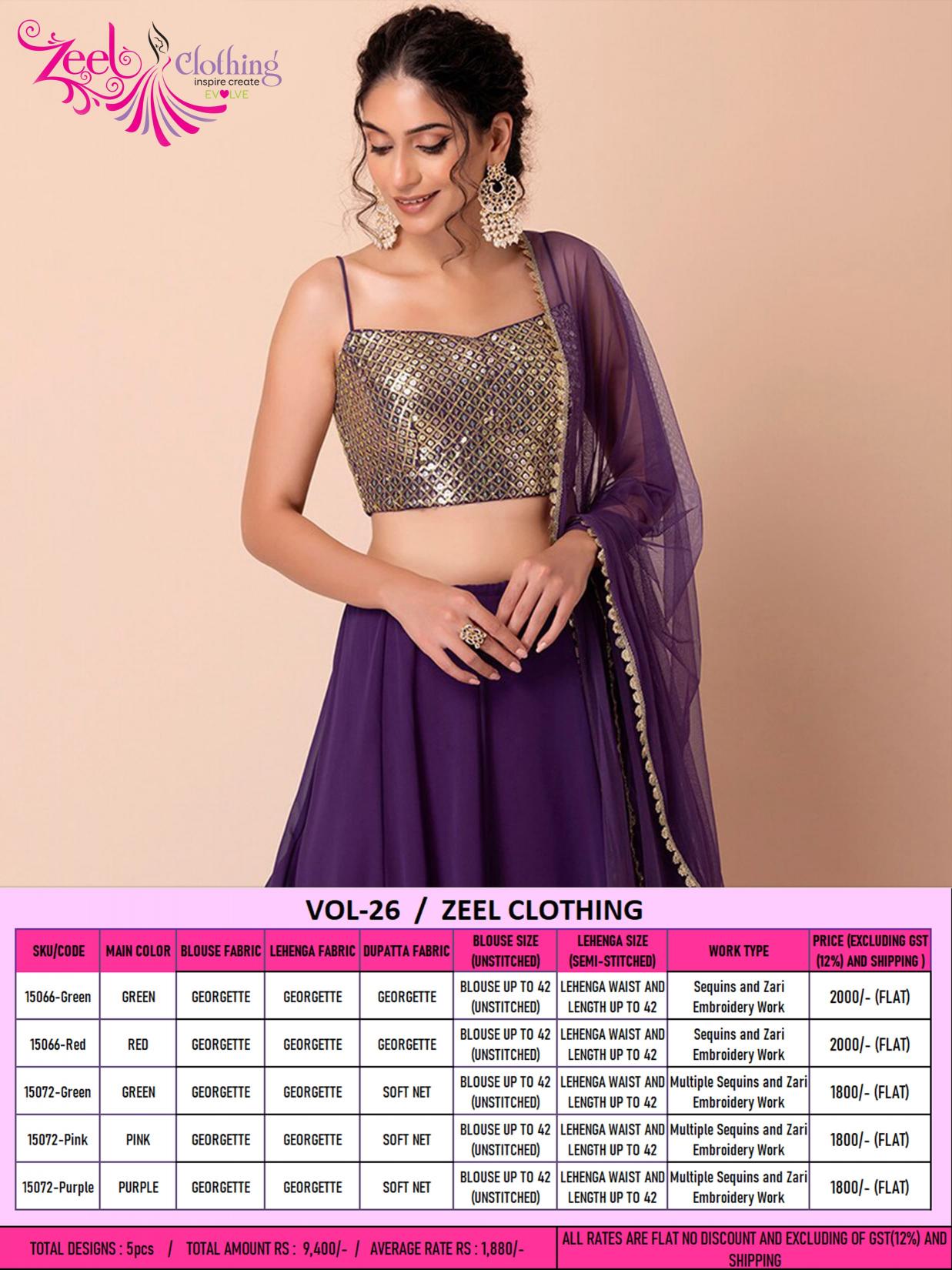 Zeel Clothing Volume 26 Catalog surat wholesale lehenga market