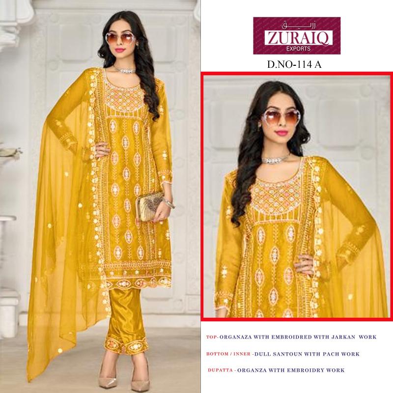 Zuraiq 114 ABCD Catalog pakistani party suits