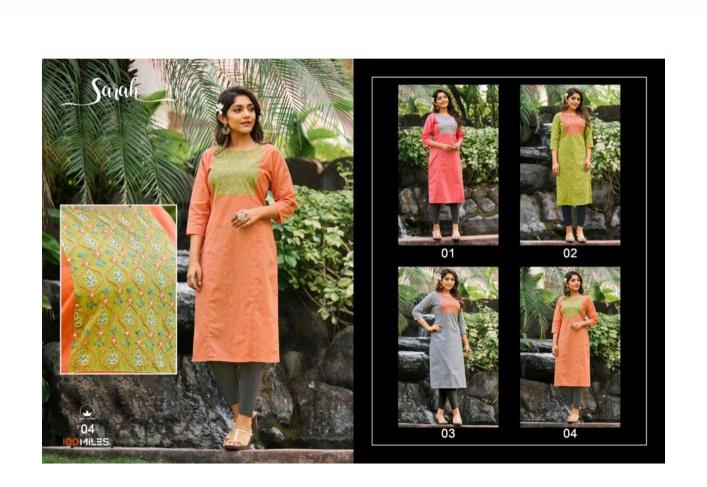 100 Miles Sarah catalog cotton kurti online shopping india