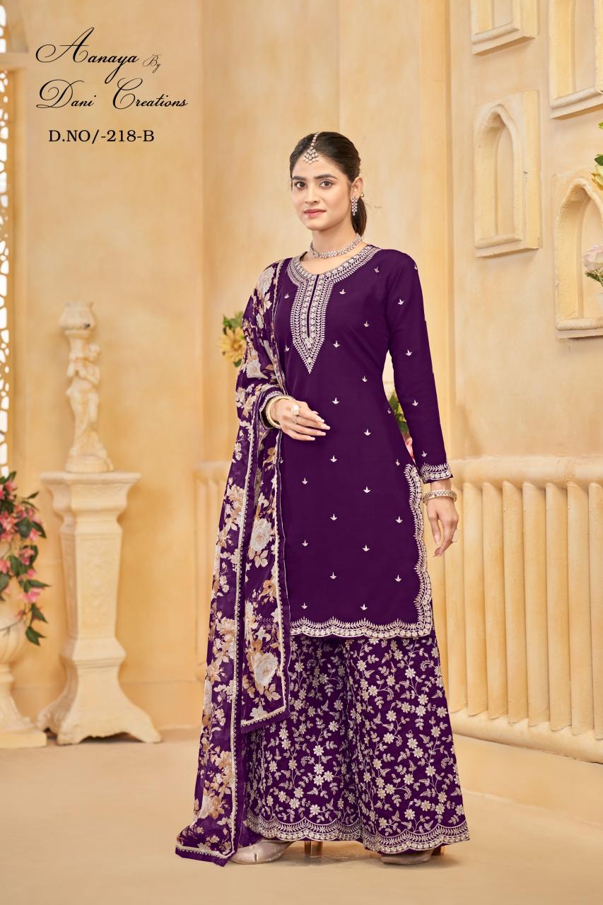 Aanaya Vol 218 Catalog pakistani wedding plazo suits