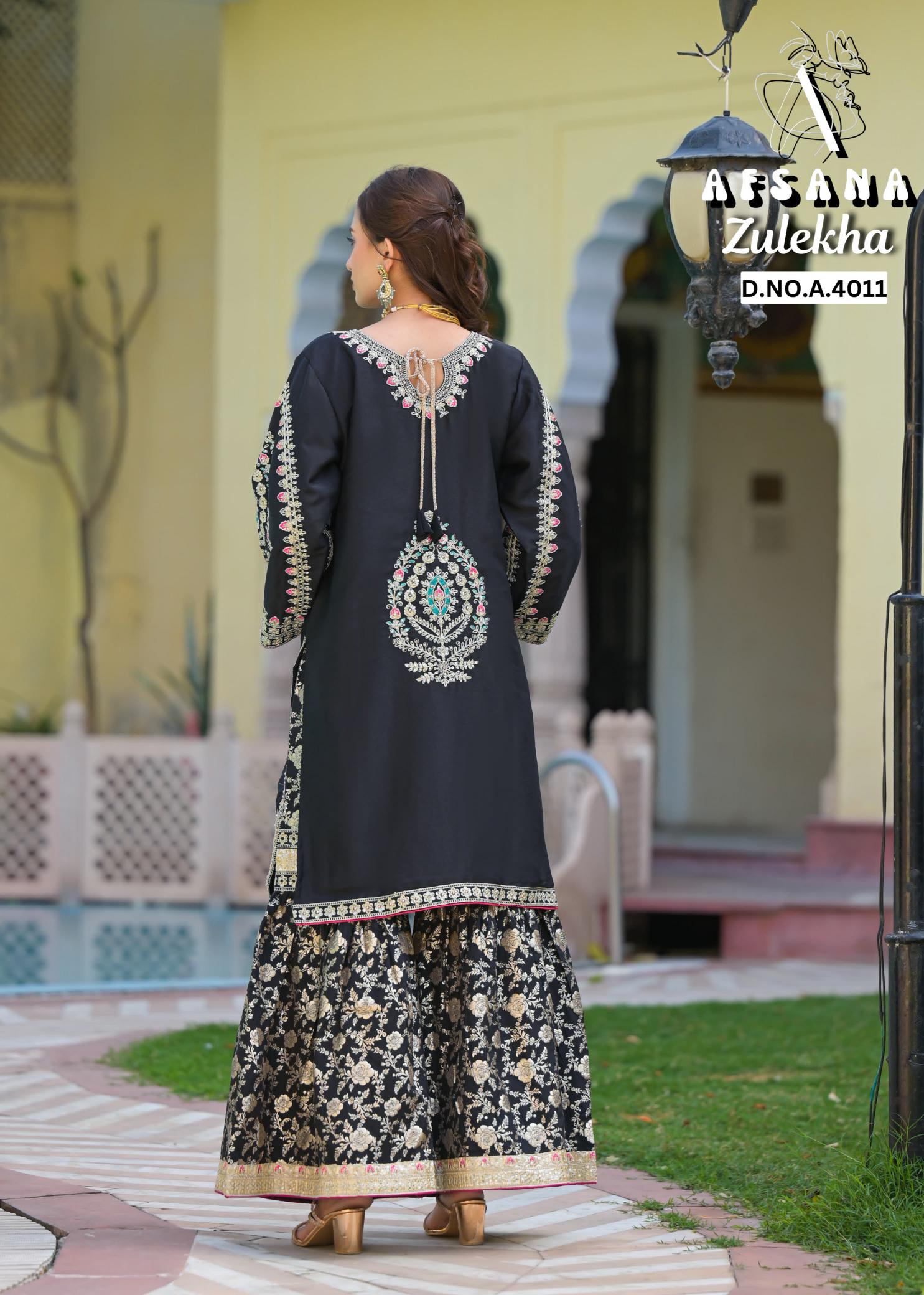 Afsana Zulekha 4011 catalog pakistani suits with palazzo pants online