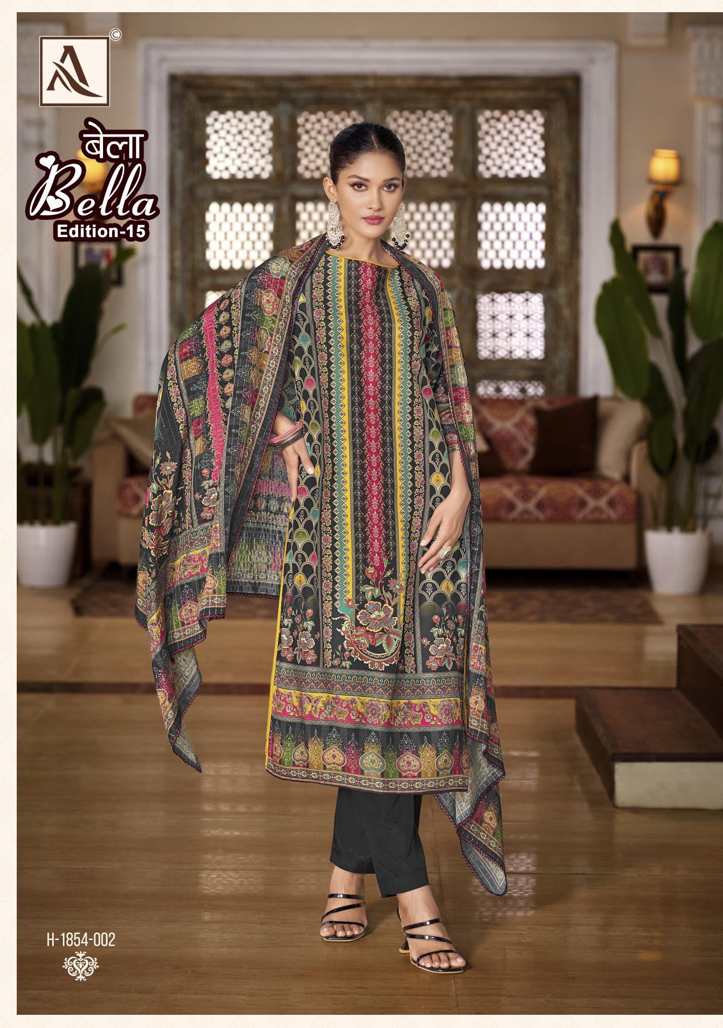 Alok Bella Vol 15 Catalog wholesale dress materials new party wear