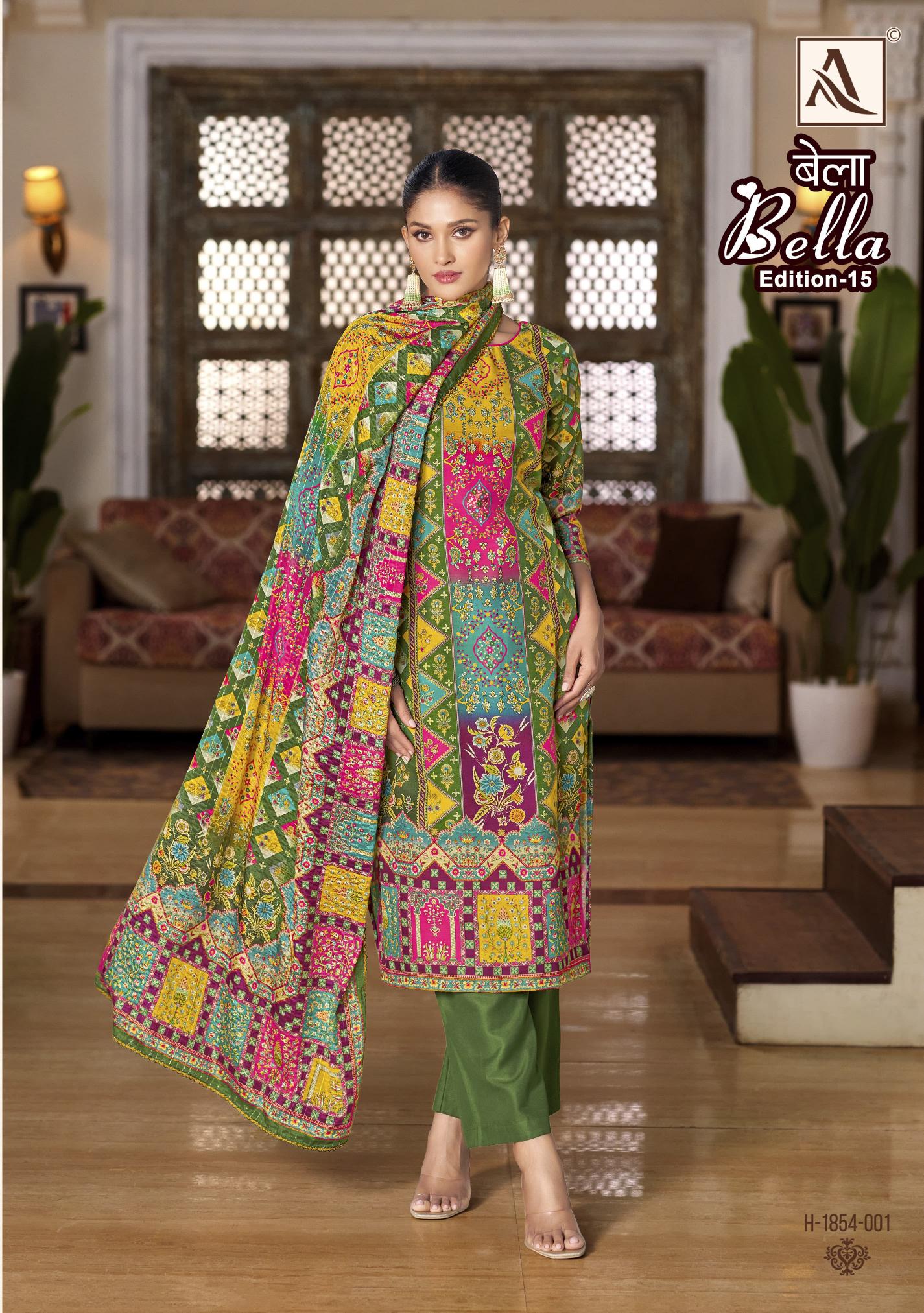 Alok Bella Vol 15 Catalog wholesale dress materials new party wear