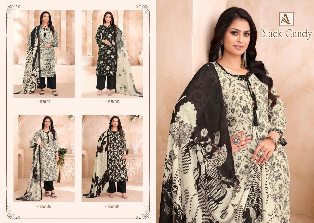 Alok Black Candy catalog party wear dress material wholesale surat 
