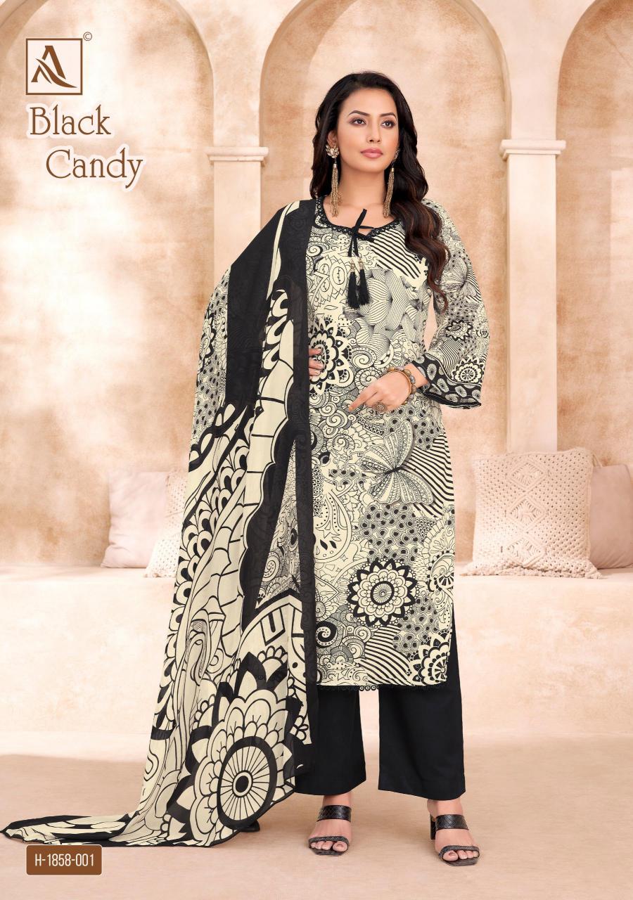 Alok Black Candy catalog party wear dress material wholesale surat 