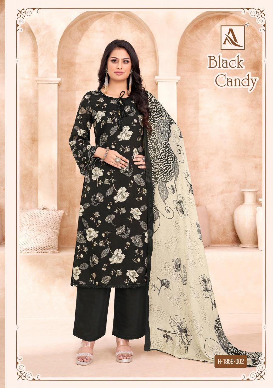 Alok Black Candy catalog party wear dress material wholesale surat 