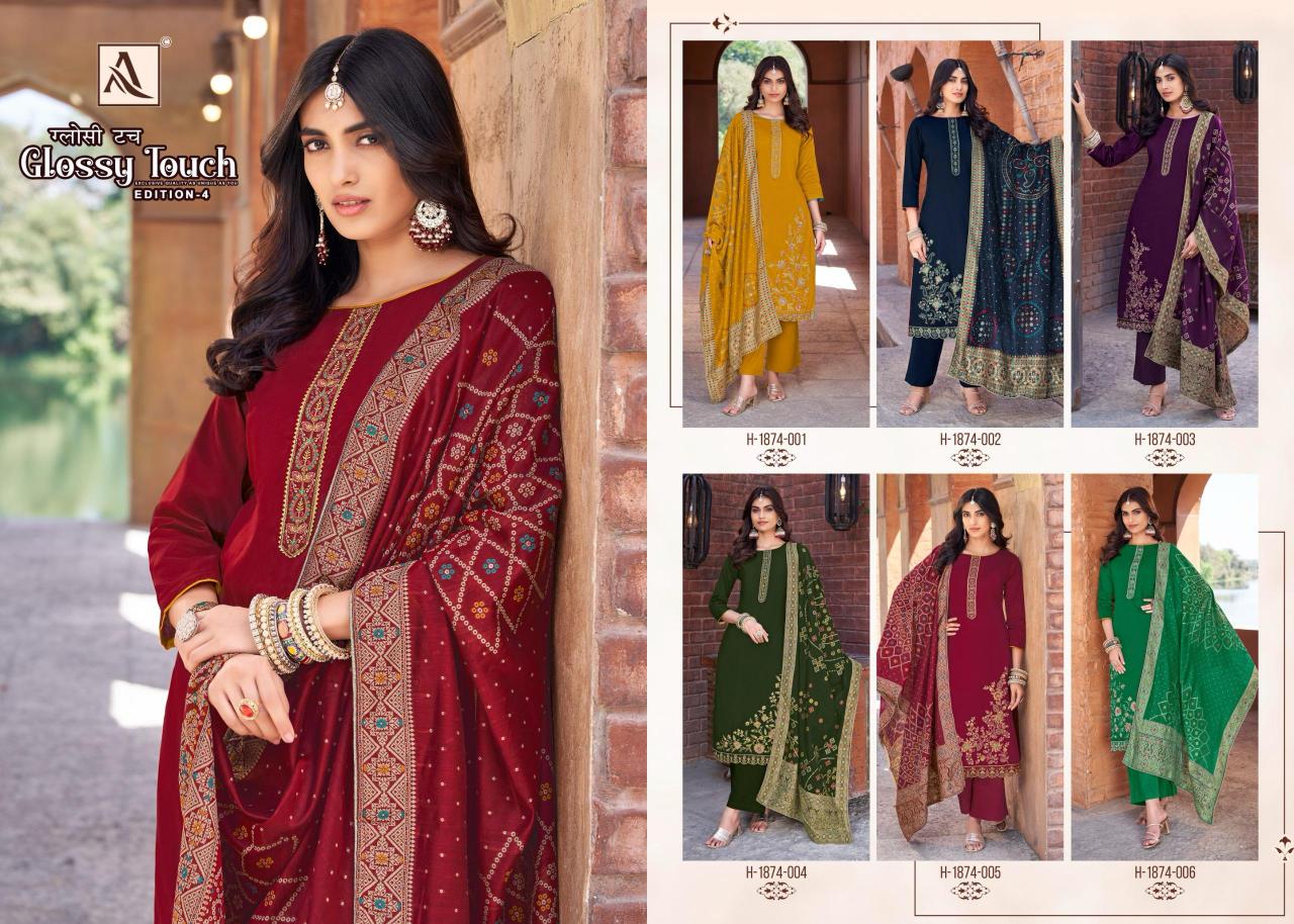 Alok Glossy Touch Vol 4 Catalog wholesale dress materials in surendranagar