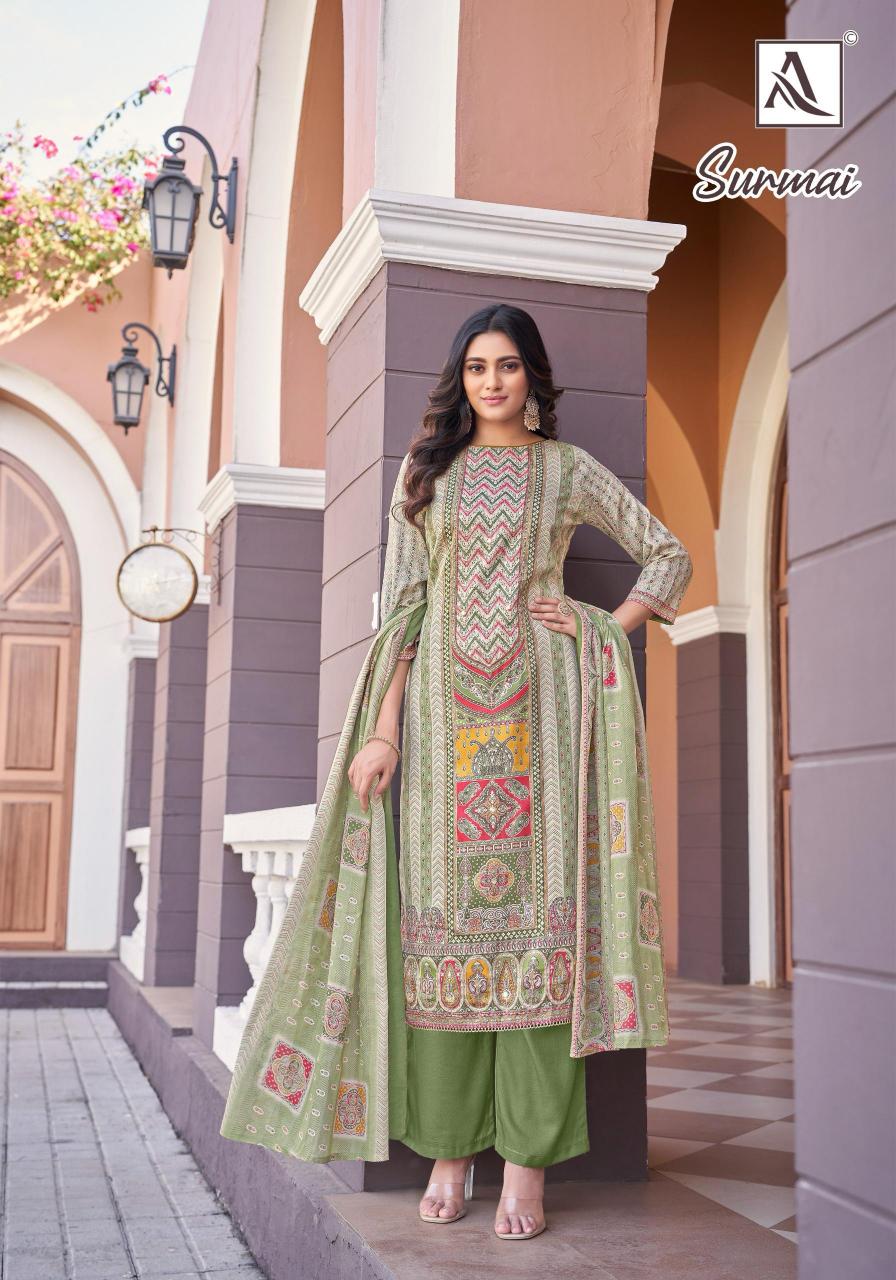 Alok Surmai catalog wholesale dress materials supplier inabhilasha