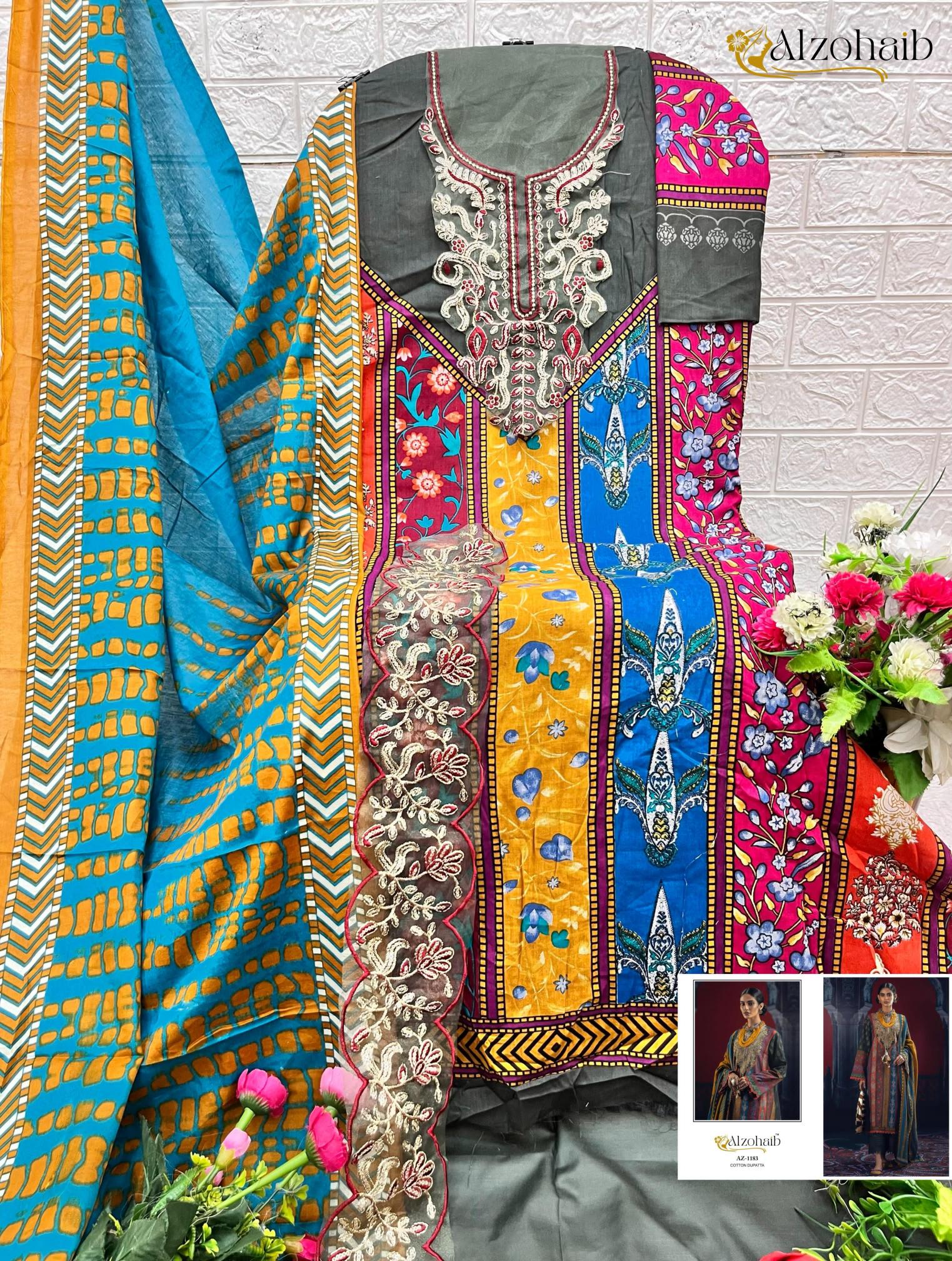 Alzohaib Az 1147 To 1185 Catalog Chiffon Dupatta pakistani suits catalogue wholesale