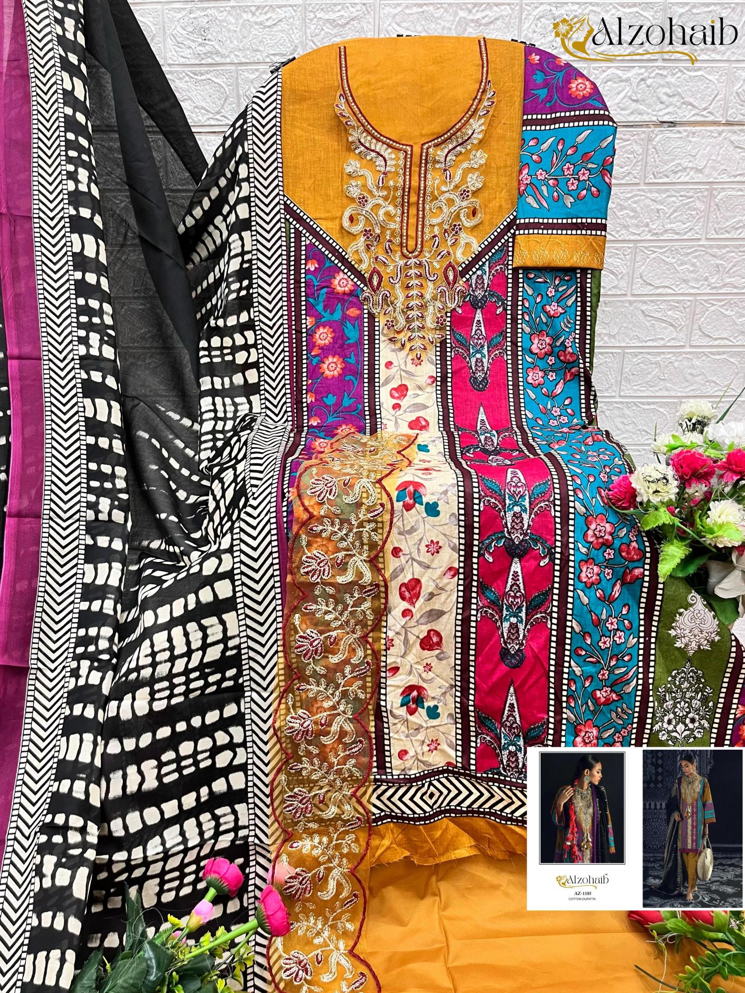 Alzohaib Az 1147 To 1185 Catalog Chiffon Dupatta pakistani suits catalogue wholesale