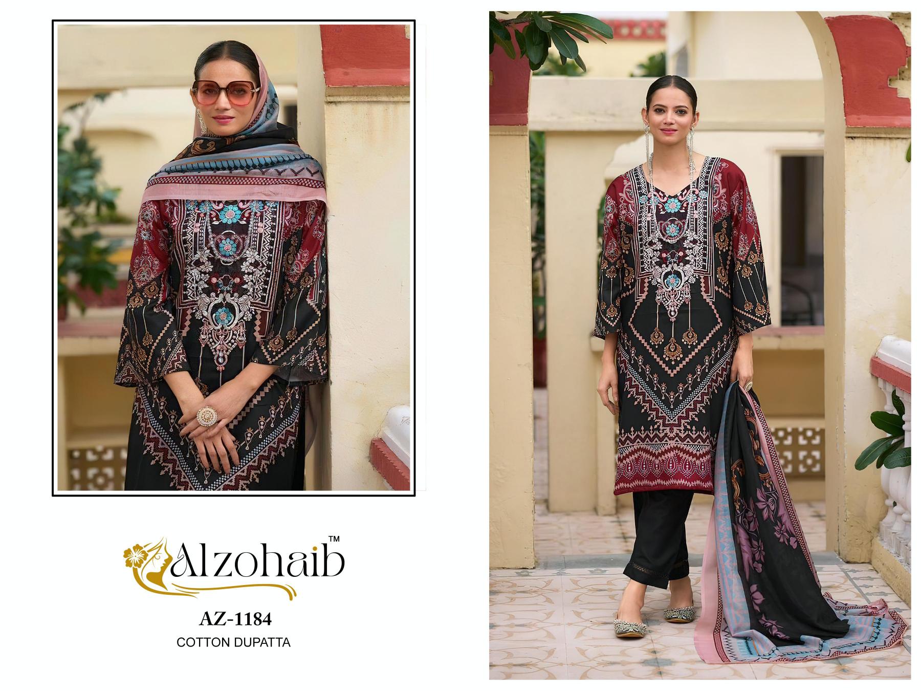Alzohaib Az 1147 To 1185 Catalog Cotton Dupatta pakistani suits dealers in mumbai