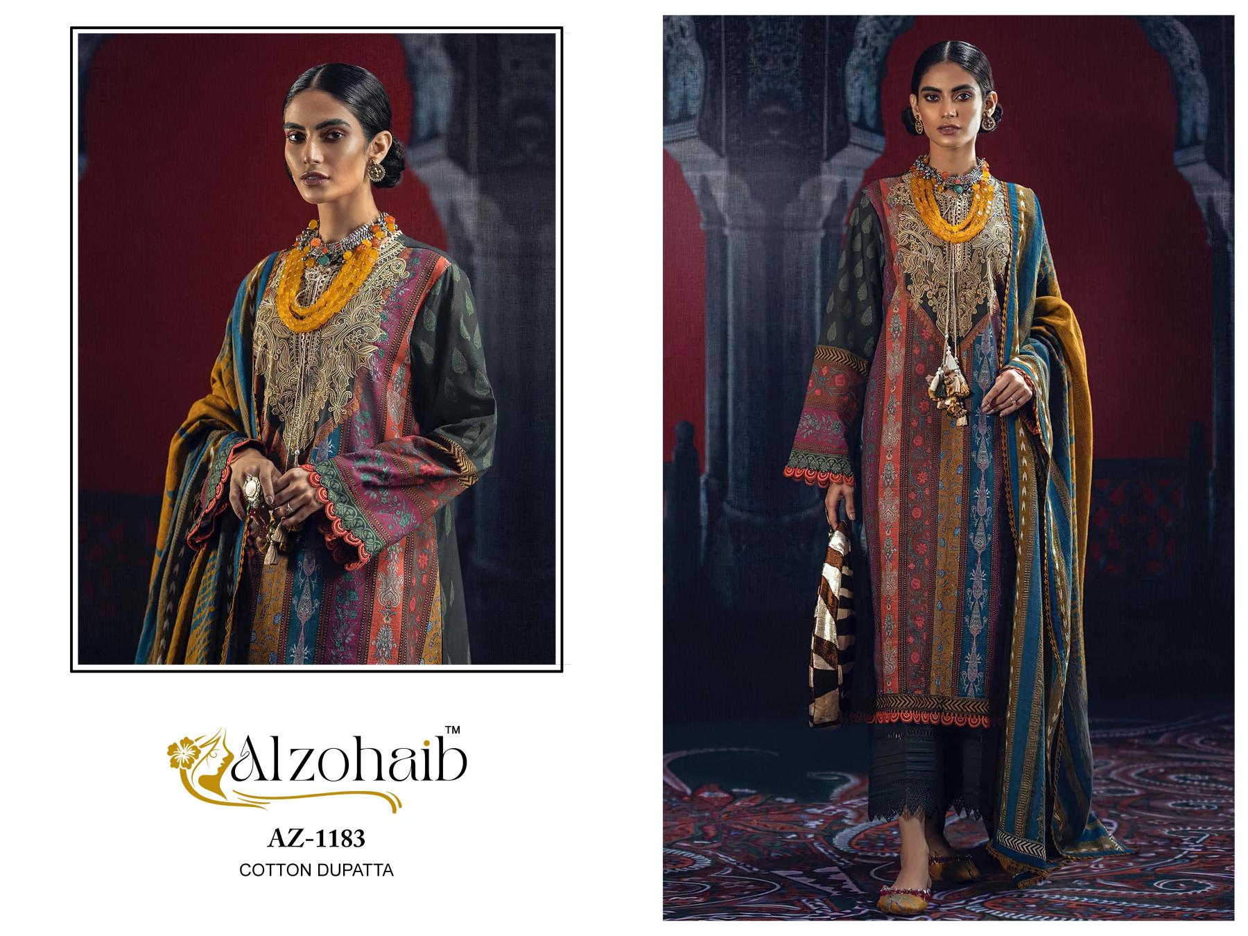 Alzohaib Az 1147 To 1185 Catalog Cotton Dupatta pakistani suits dealers in mumbai