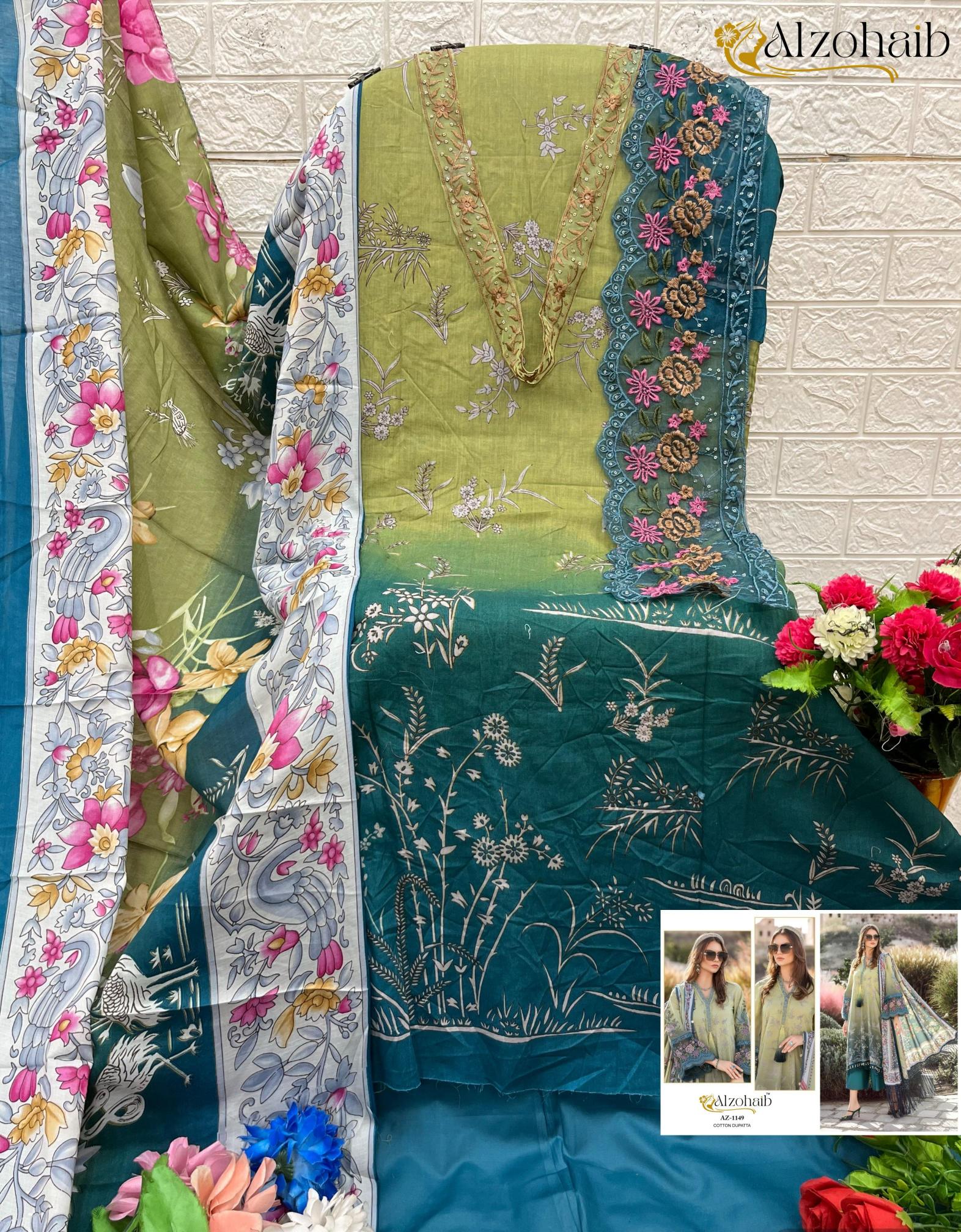Alzohaib Az 1147 To 1185 Catalog Cotton Dupatta pakistani suits dealers in mumbai
