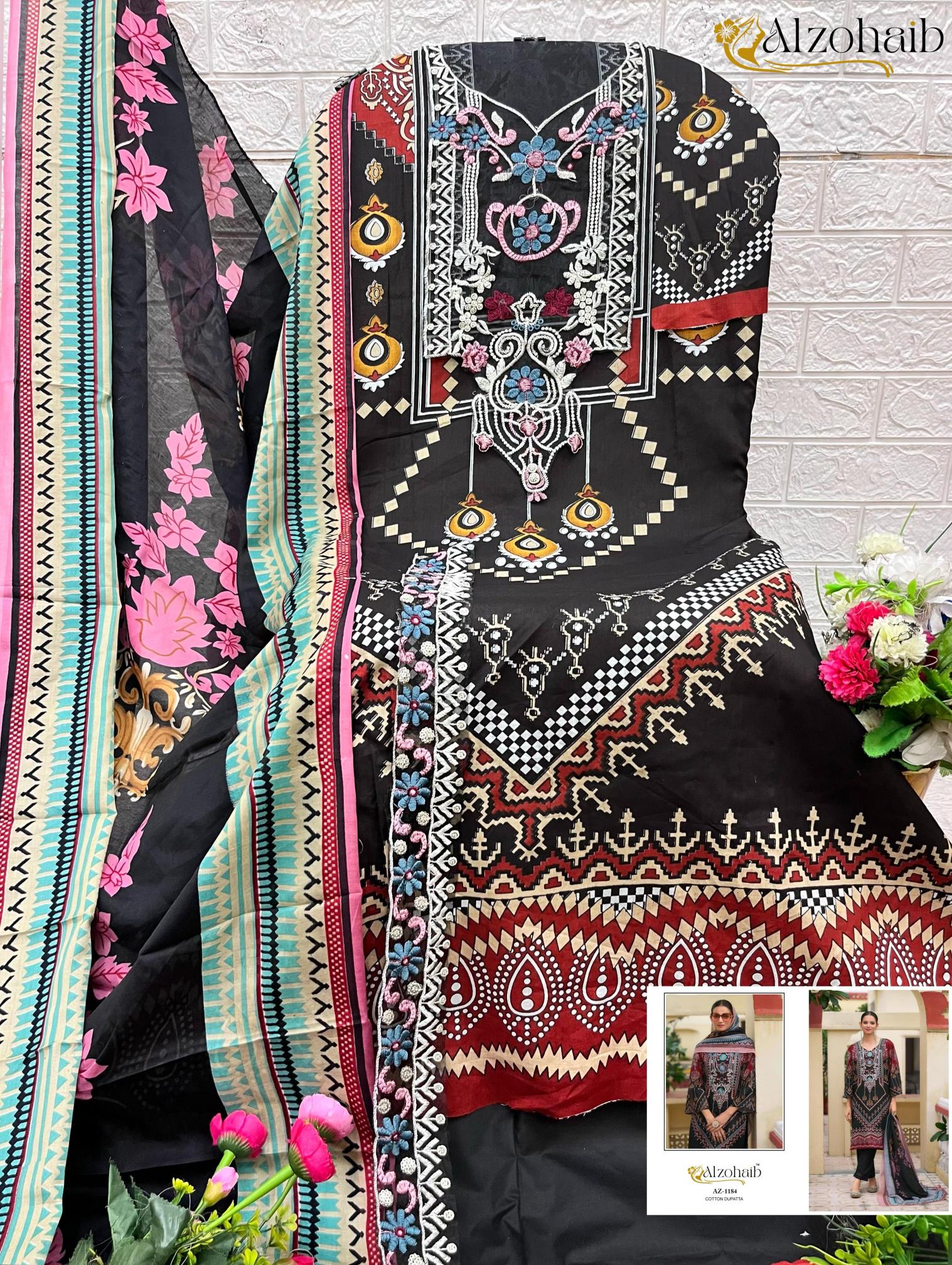 Alzohaib Az 1147 To 1185 Catalog Cotton Dupatta pakistani suits dealers in mumbai