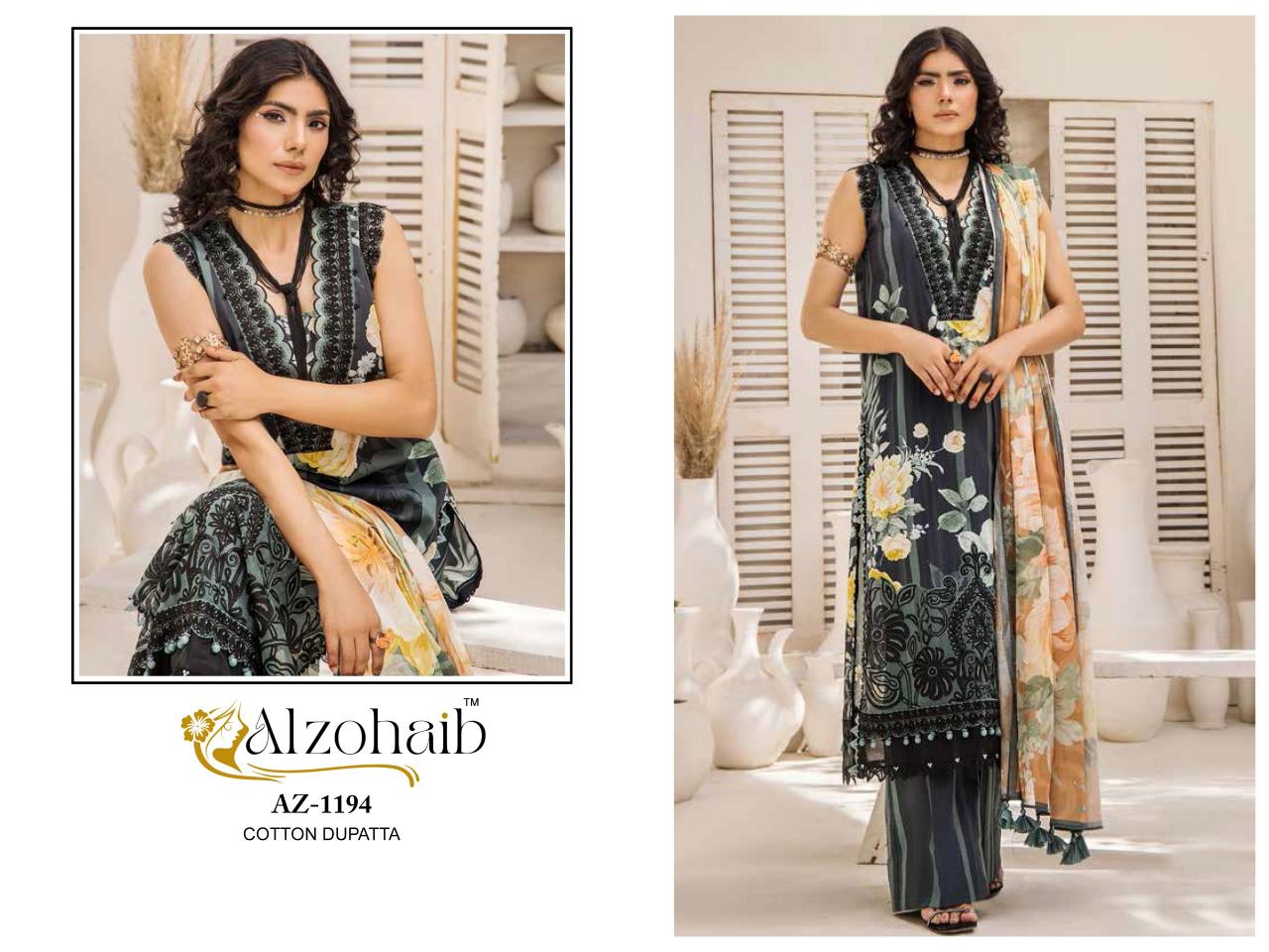 Alzohaib Az Sakina catalog Cotton Dupatta pakistani latest suits images