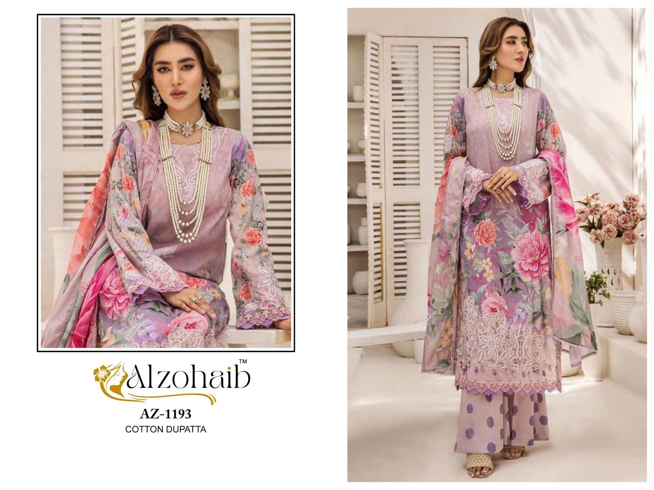 Alzohaib Az Sakina catalog Cotton Dupatta pakistani latest suits images