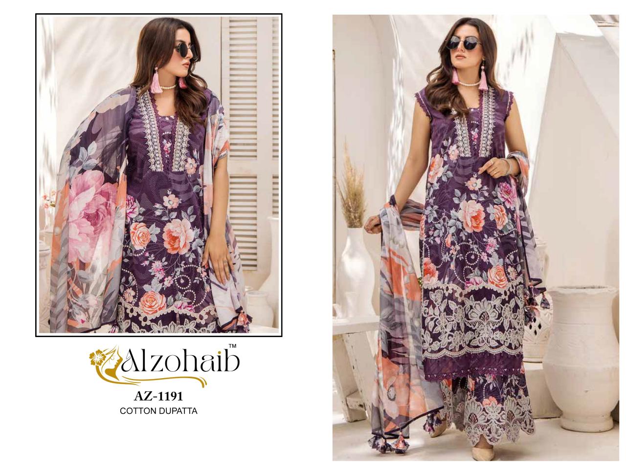 Alzohaib Az Sakina catalog Cotton Dupatta pakistani latest suits images