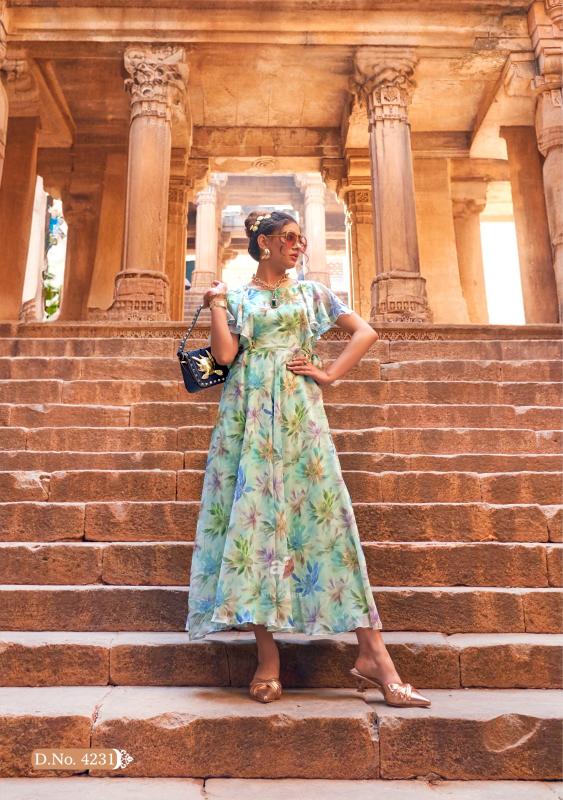 Anju Fabrics Coral Charm vol 5 catalog one piece floral dress for women