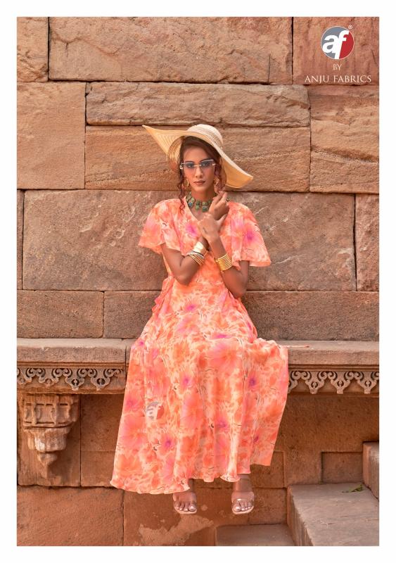 Anju Fabrics Coral Charm vol 5 catalog one piece floral dress for women