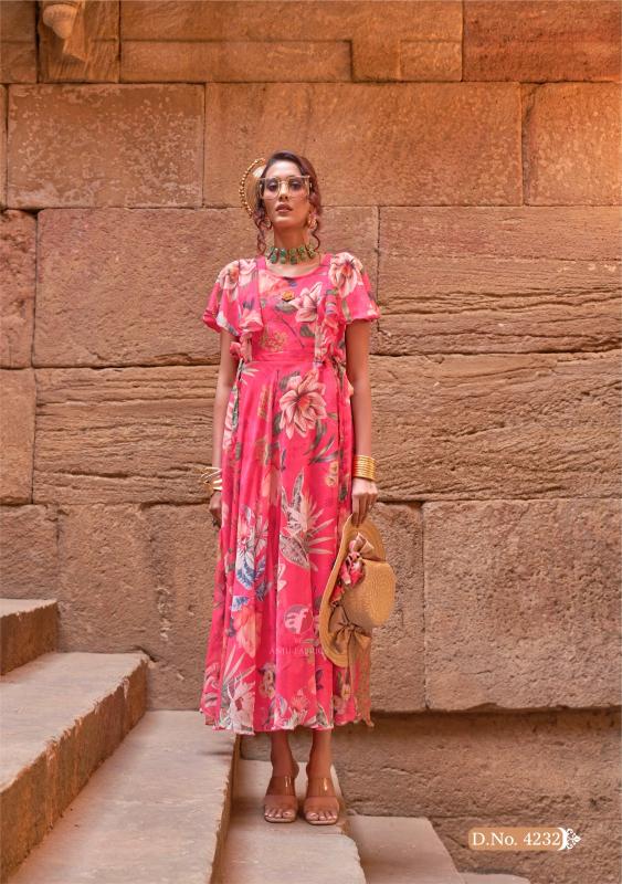 Anju Fabrics Coral Charm vol 5 catalog one piece floral dress for women