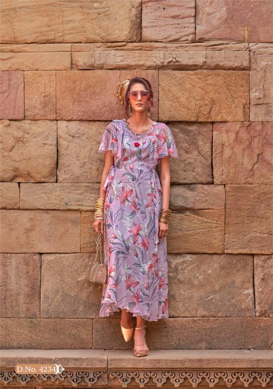 Anju Fabrics Coral Charm vol 5 catalog one piece floral dress for women