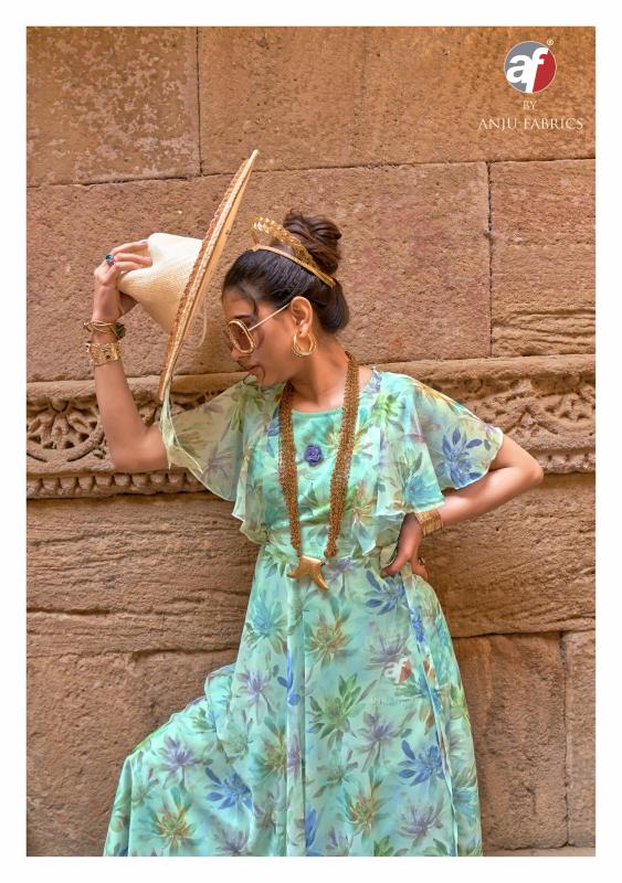 Anju Fabrics Coral Charm vol 5 catalog one piece floral dress for women