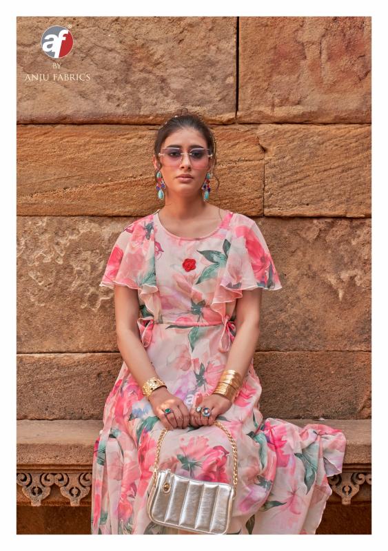 Anju Fabrics Coral Charm vol 5 catalog one piece floral dress for women