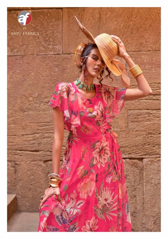 Anju Fabrics Coral Charm vol 5 catalog one piece floral dress for women