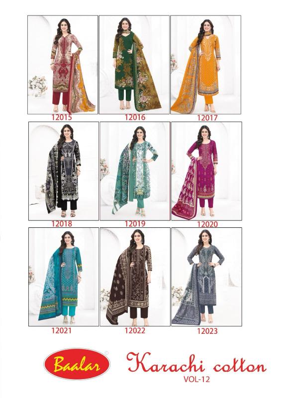Baalar Karachi Vol-12 - Karachi Dress Material   - Wholesale Catalog